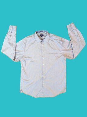 Egara Men's Gray & Silver Striped Dress Shirt Size 2XLT Preowned